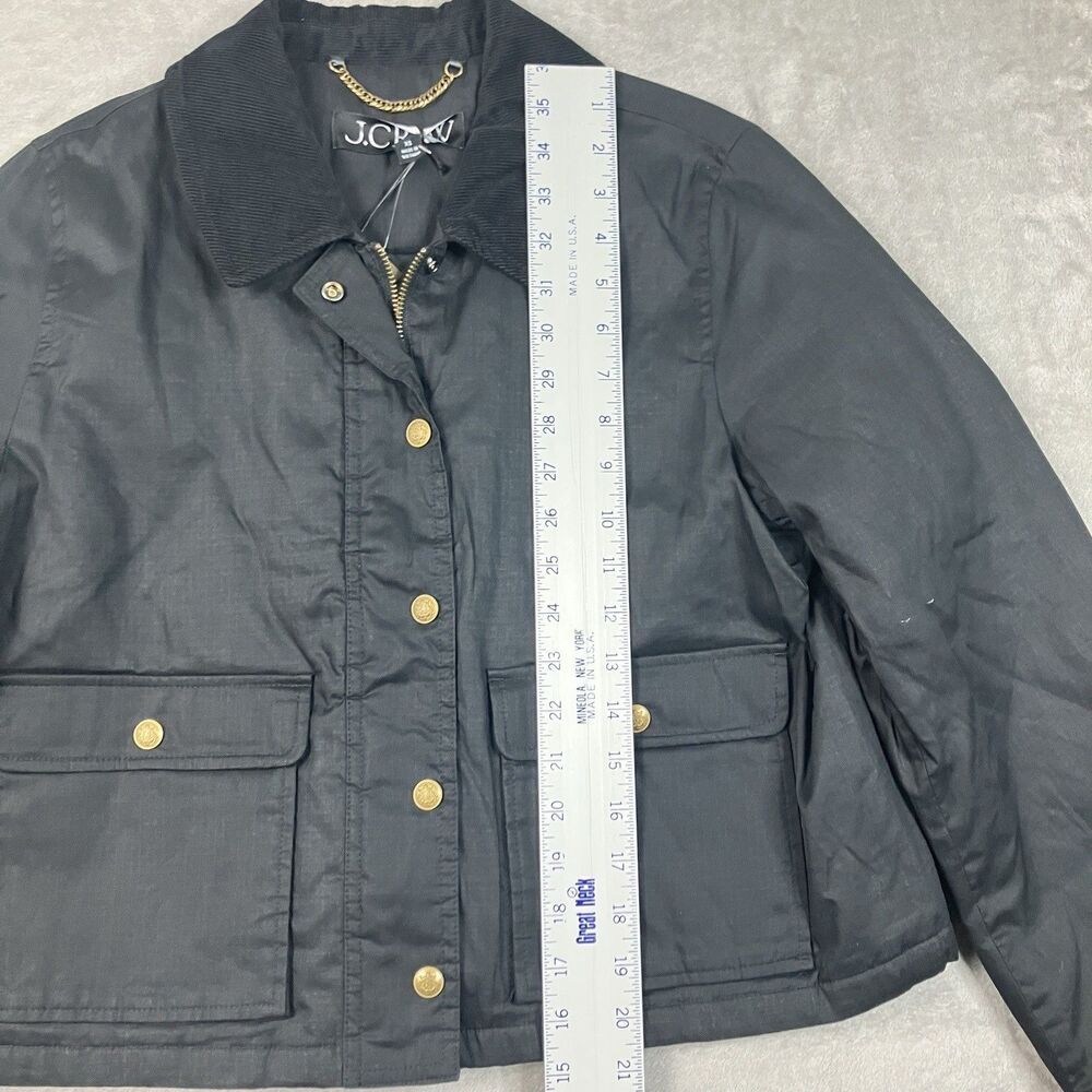 J Crew Barn Jacket Cropped WMNS XS Black Ripstop Cotton Corduroy Primaloft CN056 - Picture 4 of 16